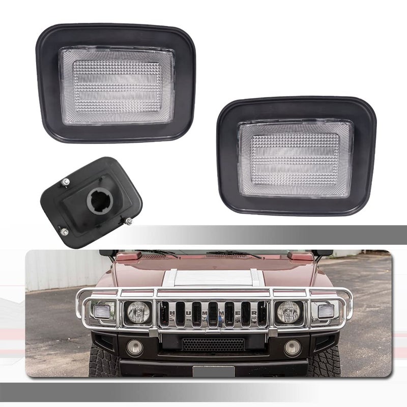 Tonsya For 2003 2004 2005 2006 2007 2008 2009 Hummer H2 Front Corner Turn Signal Parking Lights Housings Replacement Smoked Lens